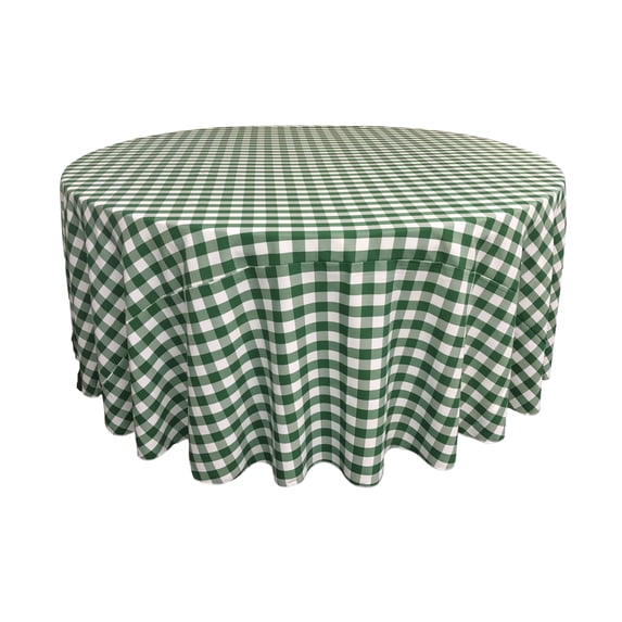 LA Linen Polyester Gingham Checkered 120-Inch Round Tablecloth, Hunter Green and White