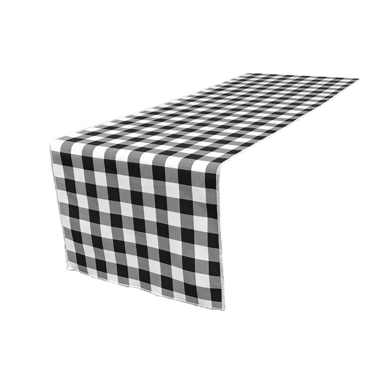 14 in. x 108 in. White and Black Polyester Gingham Checkered Table Runner 14 in. x 108 in. White and Black Polyester Gingham Checkered Table Runner