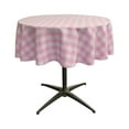 thumbnail image 1 of LA Linen Polyester Gingham Checkered 51-Inch Round Tablecloth, Pink and White, 1 of 7