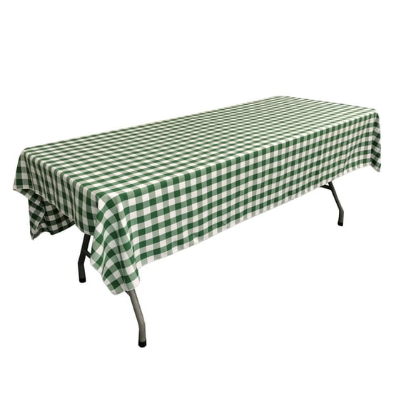 LA Linen Polyester Gingham Checkered 60 by 108-Inch Rectangular Tablecloth, Hunter Green and White