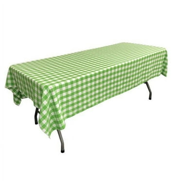 LA Linen Polyester Gingham Checkered 60 by 90-Inch Rectangular Tablecloth, Lime and White