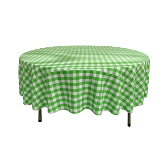LA Linen Polyester Gingham Checkered 90-Inch Round Tablecloth, Lime and White