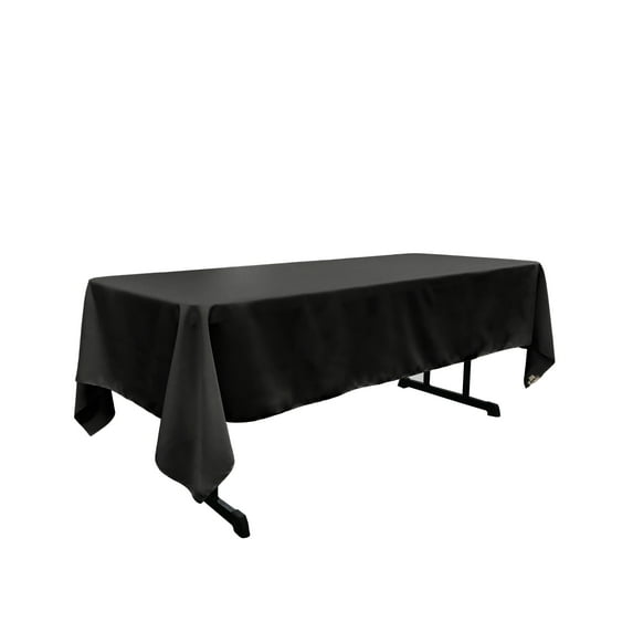 LA Linen Polyester Poplin 60 by 108-Inch Rectangular Tablecloth, Black