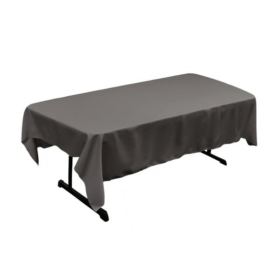 LA Linen Polyester Poplin 60 by 84-Inch Rectangular Tablecloth, Charcoal