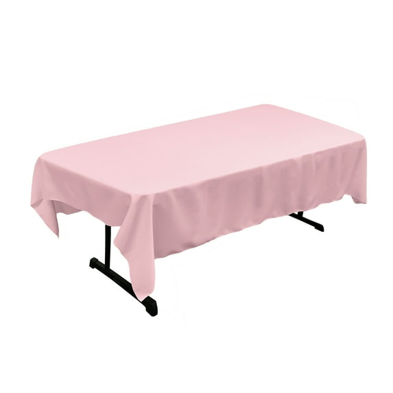 LA Linen Polyester Poplin 60 by 84-Inch Rectangular Tablecloth, Pink Light