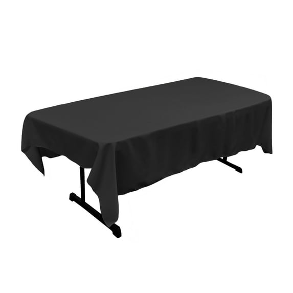 LA Linen Polyester Poplin 60 by 90-Inch Rectangular Tablecloth, Black
