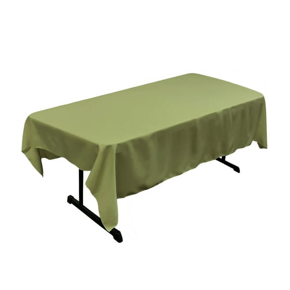 LA Linen Polyester Poplin 60 by 90-Inch Rectangular Tablecloth, Sage Dark