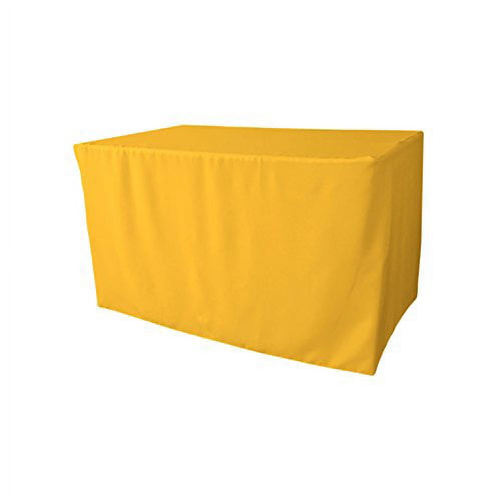 LA Linen Polyester Poplin Fitted Tablecloth 48" L x 24" W x 30" H, Dark Yellow