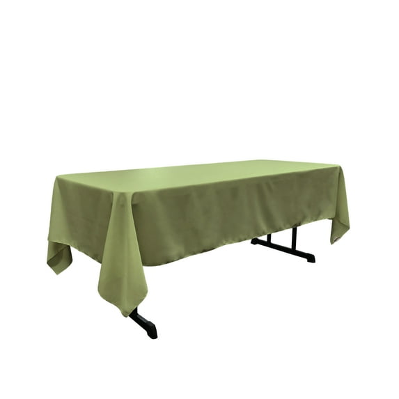 LA Linen Polyester Poplin Rectangular Tablecloth, 60 by 120-Inch, Sage Dark