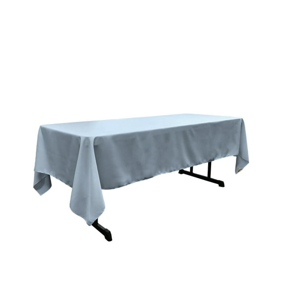 LA Linen Polyester Poplin Rectangular Tablecloth, 60 by 126-Inch, Blue Light