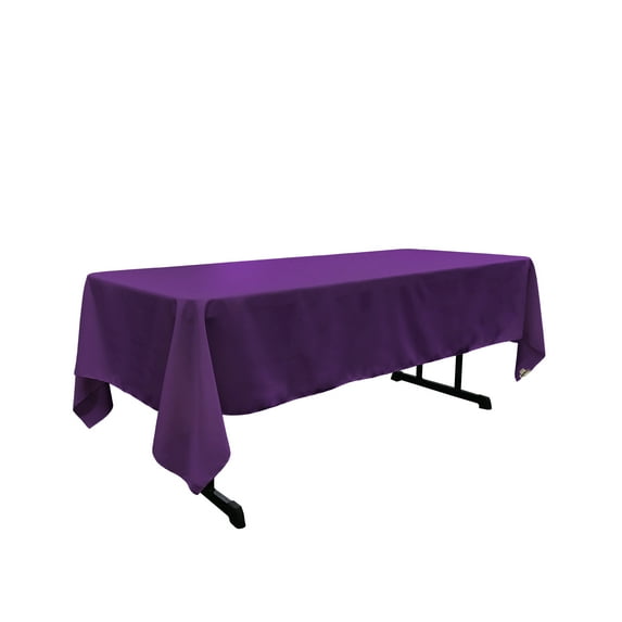 LA Linen Polyester Poplin Rectangular Tablecloth 60 by 144-Inch, Purple