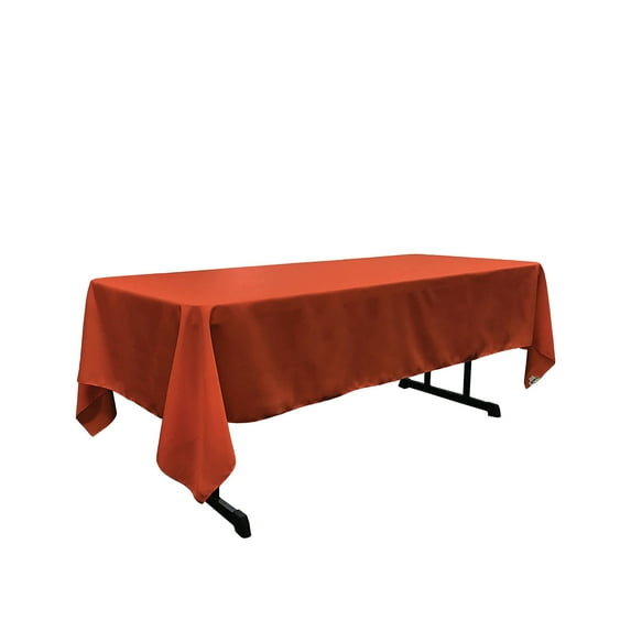 LA Linen Polyester Poplin Rectangular Tablecloth 60 by 144-Inch, Rust