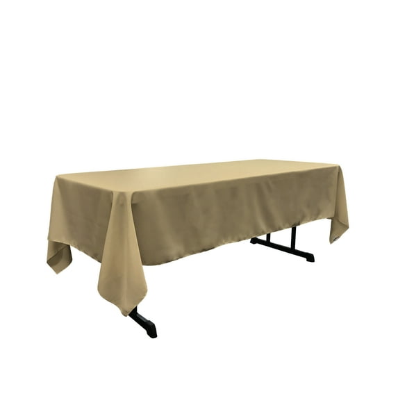 LA Linen Polyester Poplin Rectangular Tablecloth 60 by 144-Inch, Taupe