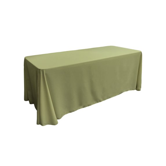LA Linen Polyester Poplin Rectangular Tablecloth 90 by 132-Inch, Sage Dark