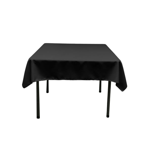LA Linen Polyester Poplin Square Tablecloth, 52 by 52-Inch, Black