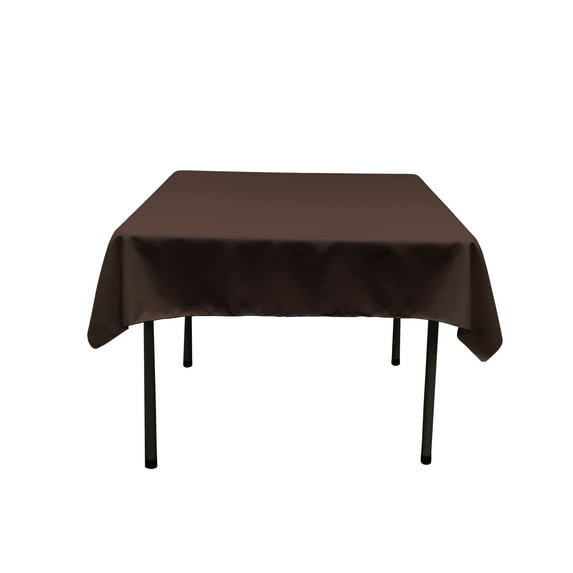 LA Linen Polyester Poplin Square Tablecloth, 52 by 52-Inch, Brown