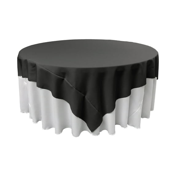 LA Linen Polyester Poplin Square Tablecloth, 90 by 90-Inch, Black
