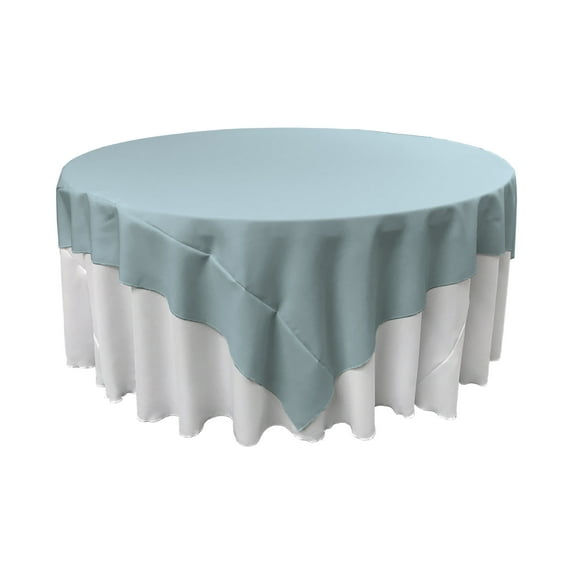 LA Linen Polyester Poplin Square Tablecloth, 90 by 90-Inch, Blue Light