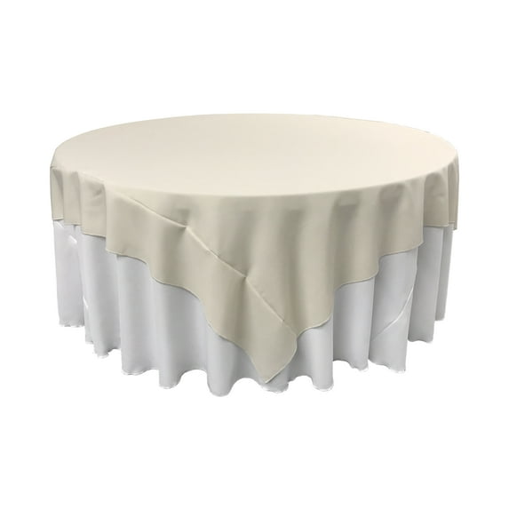 LA Linen Polyester Poplin Square Tablecloth, 90 by 90-Inch, Ivory