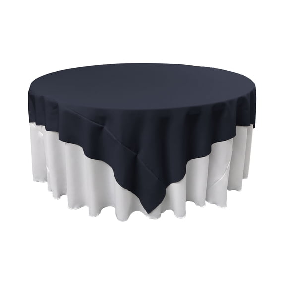 LA Linen Polyester Poplin Square Tablecloth, 90 by 90-Inch, Navy