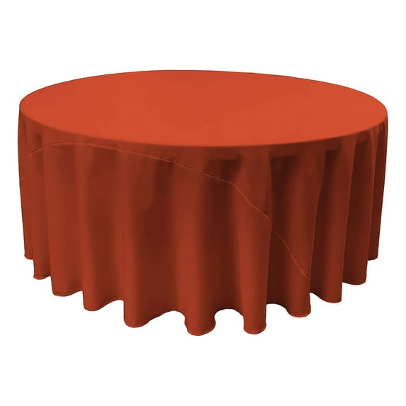 LA Linen Polyester Poplin Tablecloth 108-Inches Round, Rust
