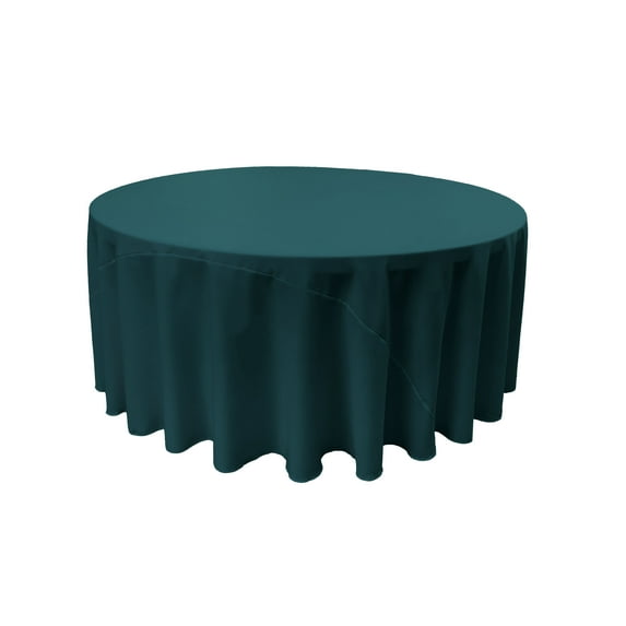 LA Linen Polyester Poplin Tablecloth 120-Inches Round, Teal Dark