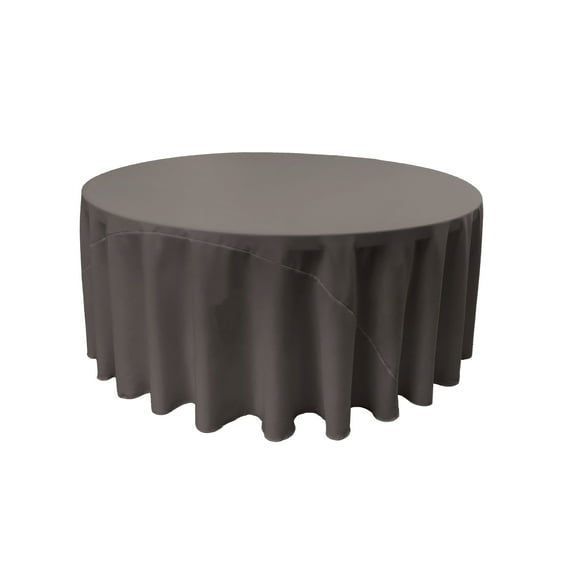 LA Linen Polyester Poplin Tablecloth 132-Inches Round, Charcoal