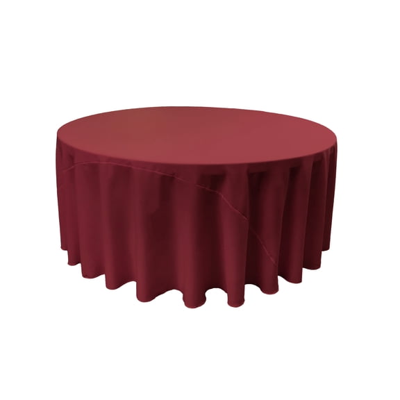 LA Linen Polyester Poplin Tablecloth 132-Inches Round, Cranberry