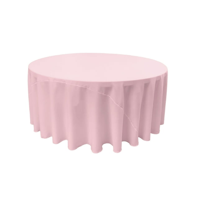 LA Linen Polyester Poplin Tablecloth 132-Inches Round, Pink Light