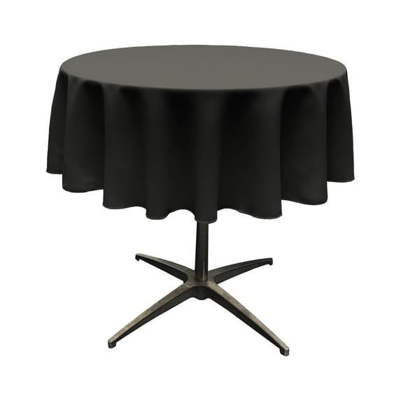 LA Linen Polyester Poplin Tablecloth 51-Inches Round, Black