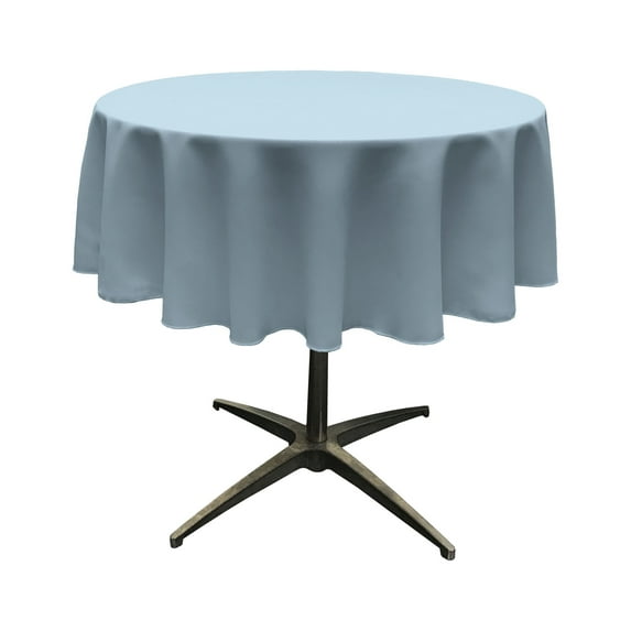 LA Linen Polyester Poplin Tablecloth 51-Inches Round, Blue Light