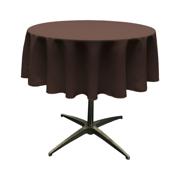 LA Linen Polyester Poplin Tablecloth 51-Inches Round, Brown