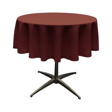 LA Linen Polyester Poplin Tablecloth 51-Inches Round, Burgundy