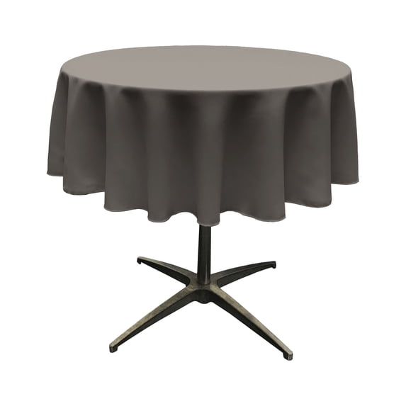 LA Linen Polyester Poplin Tablecloth 51-Inches Round, Charcoal