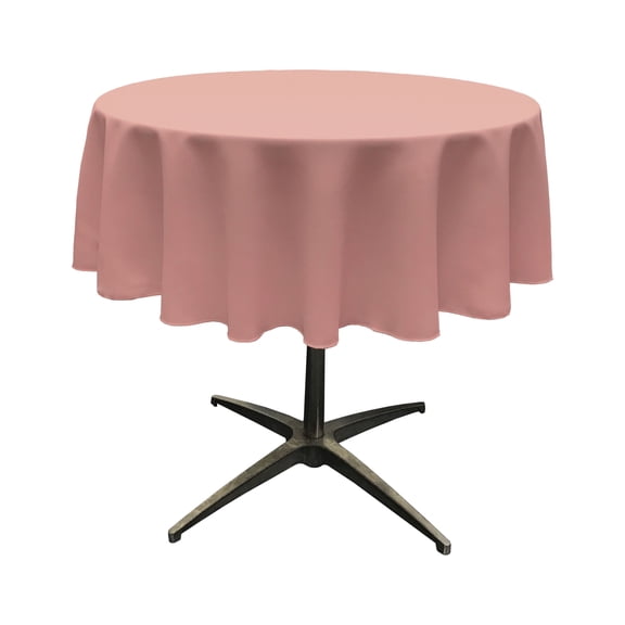 LA Linen Polyester Poplin Tablecloth 51-Inches Round, Dusty Rose