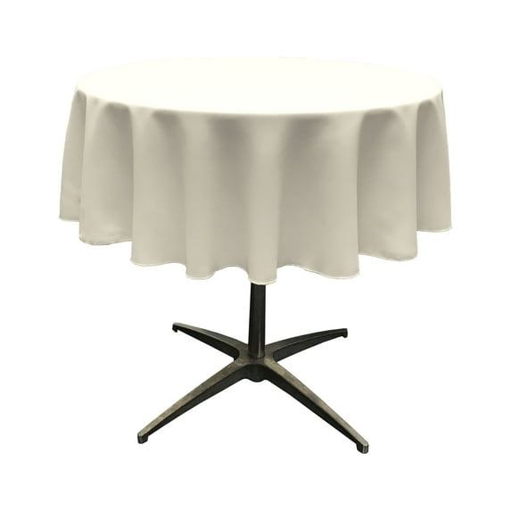 LA Linen Polyester Poplin Tablecloth 51-Inches Round, Ivory