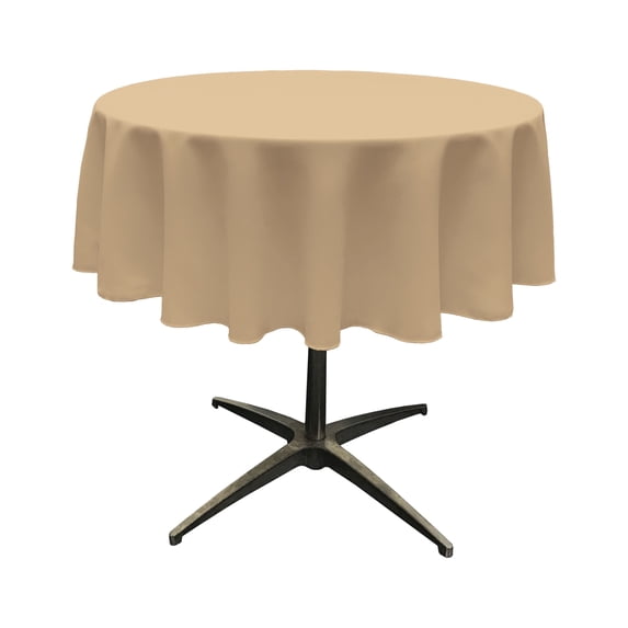 LA Linen Polyester Poplin Tablecloth 51-Inches Round, Khaki
