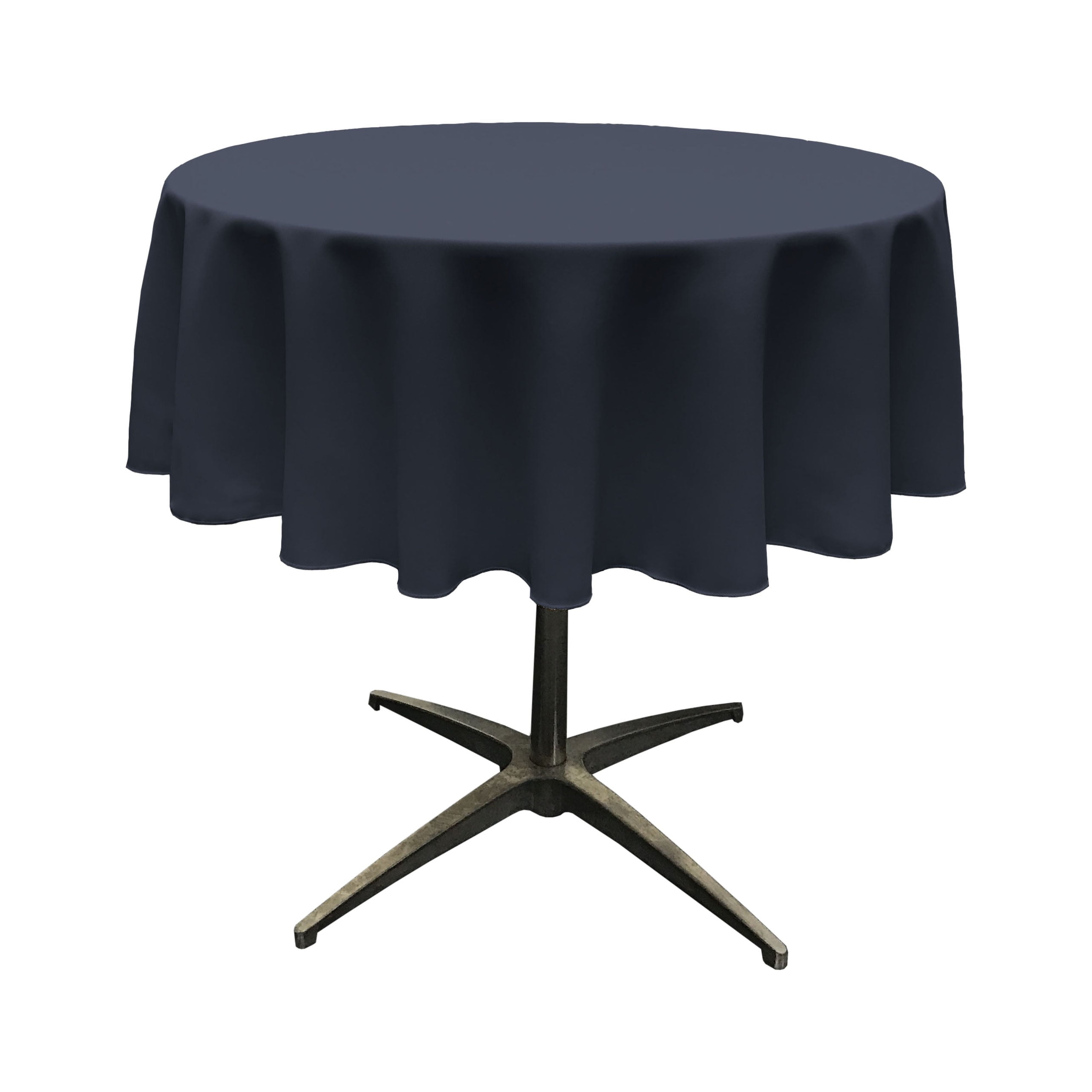 Navy Blue Polyester Round Tablecloth, 51-Inches