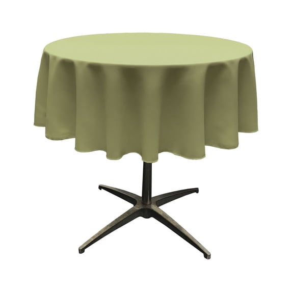 LA Linen Polyester Poplin Tablecloth 51-Inches Round, Sage Dark