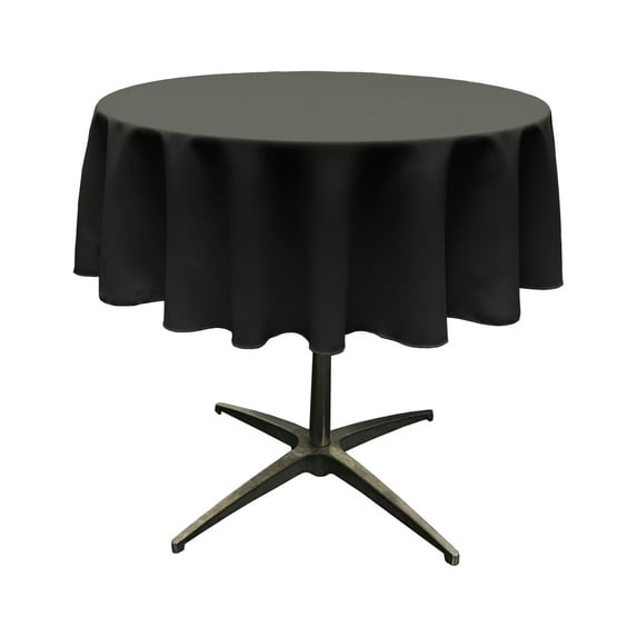LA Linen Polyester Poplin Tablecloth 58-Inches Round, Black