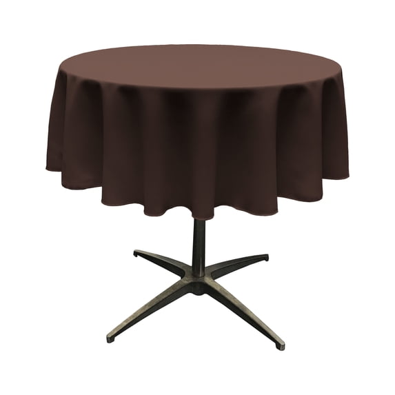 LA Linen Polyester Poplin Tablecloth 58-Inches Round, Brown