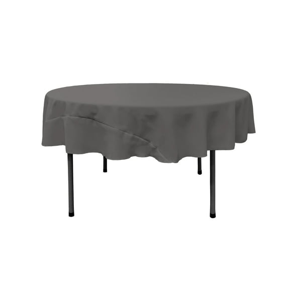 LA Linen Polyester Poplin Tablecloth 72-Inches Round, Charcoal