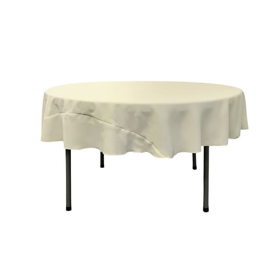 LA Linen Polyester Poplin Tablecloth 72-Inches Round, Ivory