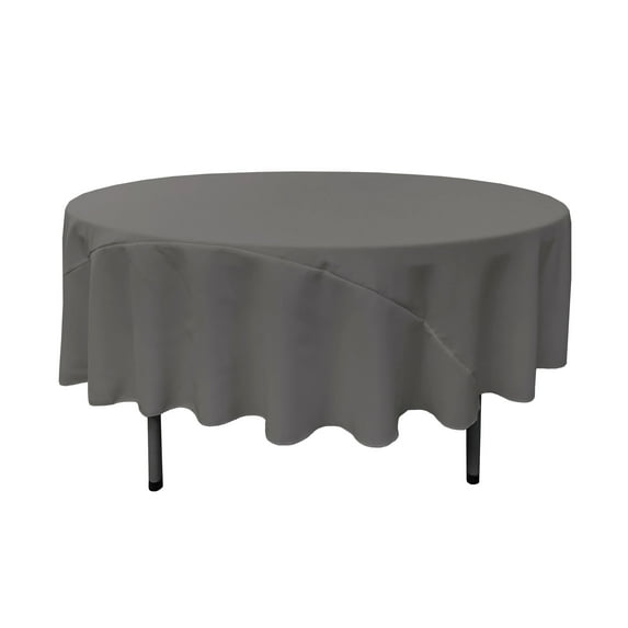 LA Linen Polyester Poplin Tablecloth 90-Inches Round, Charcoal