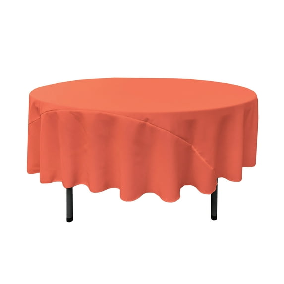 LA Linen Polyester Poplin Tablecloth 90-Inches Round, Coral