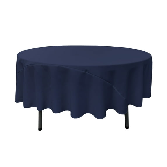 LA Linen Polyester Poplin Tablecloth 90-Inches Round, Navy