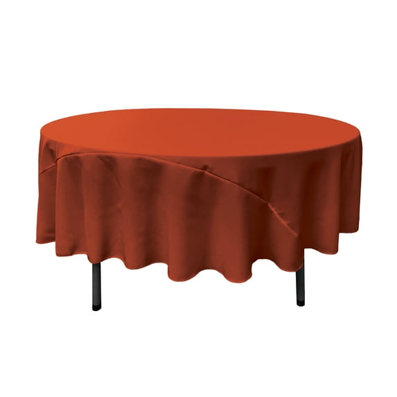 LA Linen Polyester Poplin Tablecloth 90-Inches Round, Rust