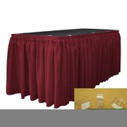 LA Linen SKT-Pop-14x29-10Lclips-CranberryP28 Polyester Poplin Table Skirt with 10 L-Clips, Cranberry - 14 ft. x 29 in.