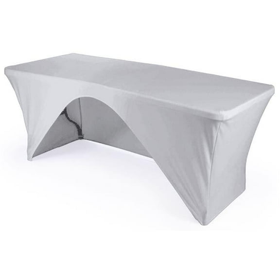 LA Linen Rectangular Open Back Spandex Tablecloth, 72 by 30 by 30-Inch, White