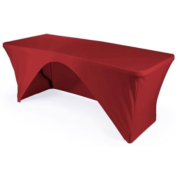 LA Linen Rectangular Open Back Spandex Tablecloth, 96 by 30 by 30-Inch, Red